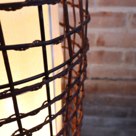vintage vloerlamp staande lamp gevlochten riet stof Japandi