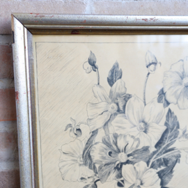 Vintage pen tekening bloemen