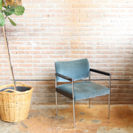 Vintage fauteuil velvet blauw