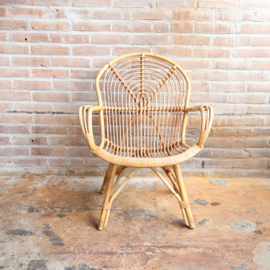 Vintage rotan fauteuil blad vorm