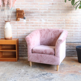 Vintage velvet fauteuil roze