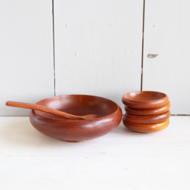 70s pinda schaaltjes hout met lepel