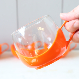 Vintage theeglazen jaren 70 oranje