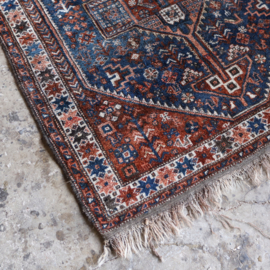 Vintage Perzisch tapijt bruin blauw