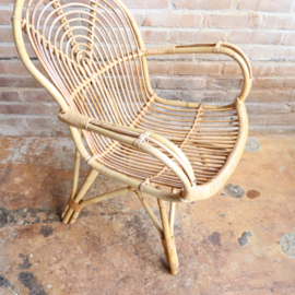 Vintage rotan fauteuil blad vorm