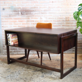 Vintage groot bureau jaren 70 donker hout