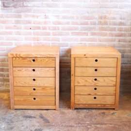Set 2 Vintage Ate van Apeldoorn ladekast grenen nachtkastjes