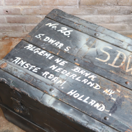 vintage kist zwart salontafel