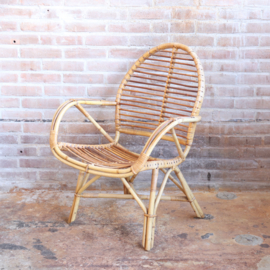 Vintage rotan fauteuil blad vorm