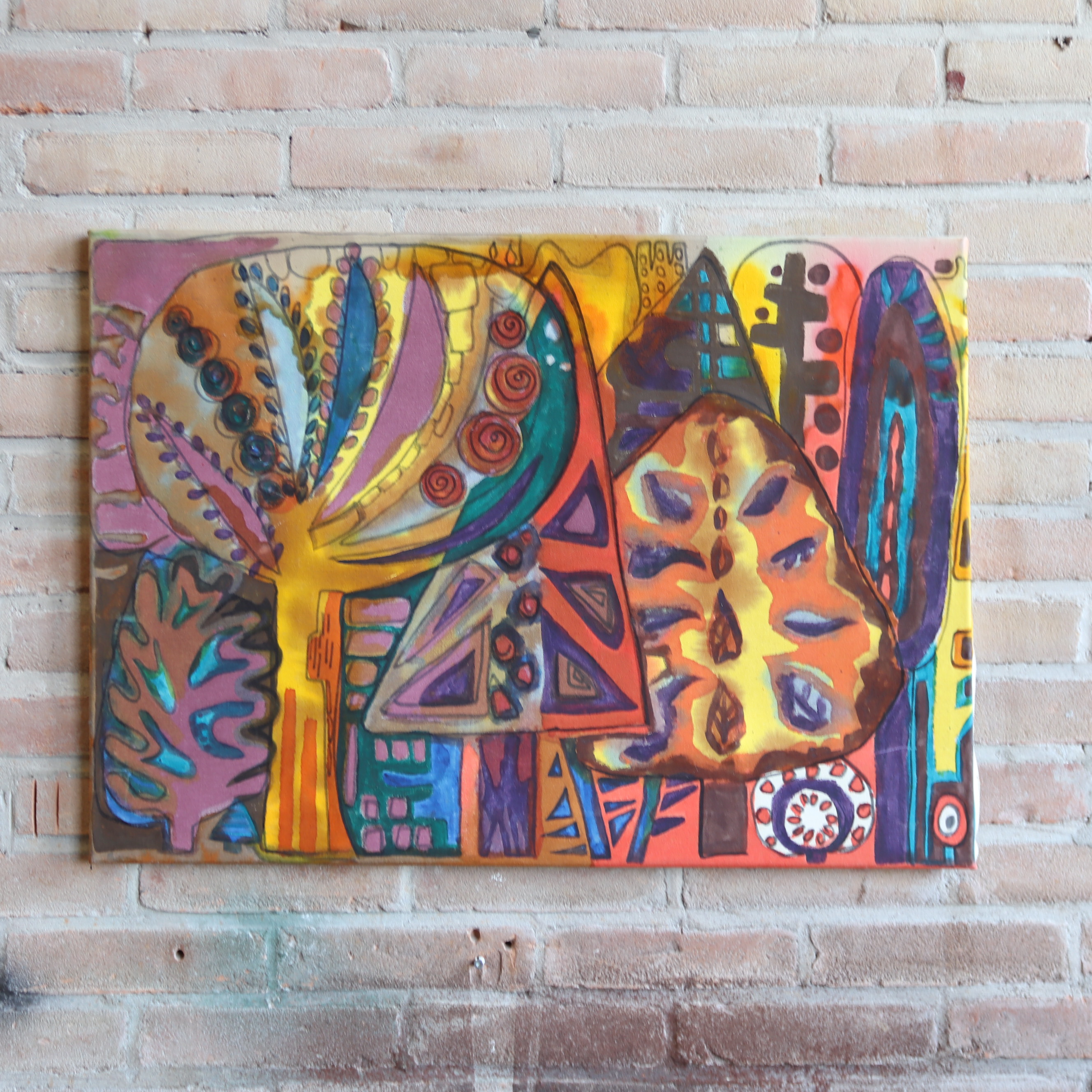 Vintage kunstwerk kleurrijk abstract