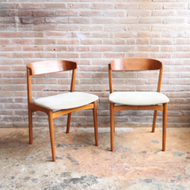 Vintage eettafel stoel teak beige 