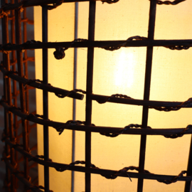 vintage vloerlamp staande lamp gevlochten riet stof Japandi