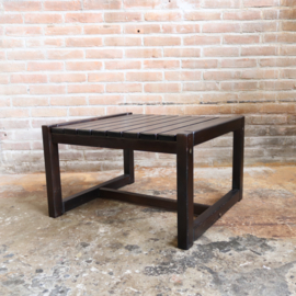 Vintage latten salontafel bijzettafel donker hout