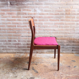 Vintage teak eettafel stoel roze