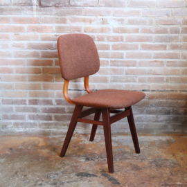 Vintage stoel jaren 60 70  chocolade bruin bekleding