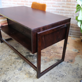 Vintage groot bureau jaren 70 donker hout