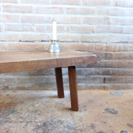 Vintage brutalist bijzettafel  salontafel eiken hout