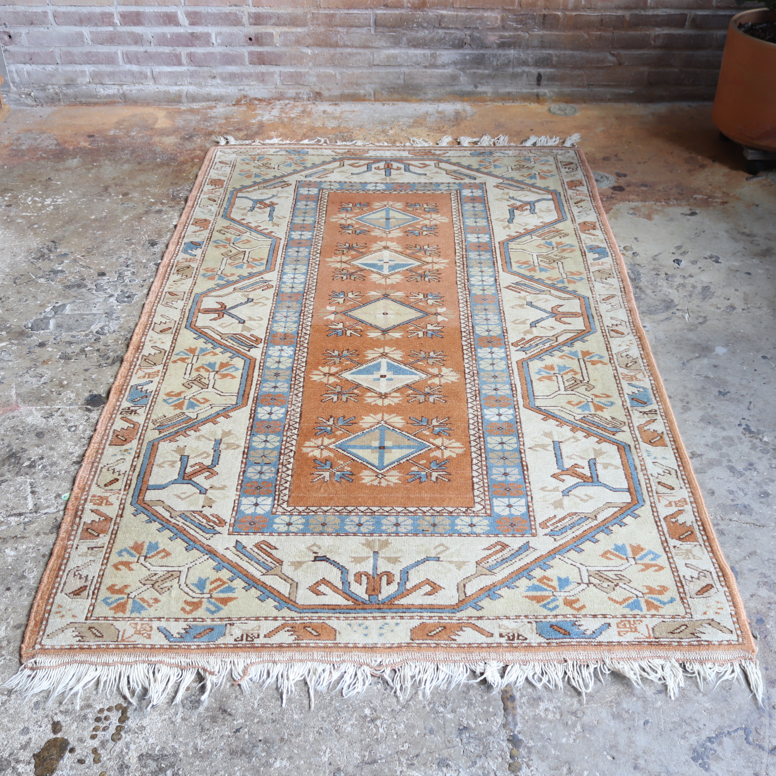 Vintage perzisch tapijt   220 x 137 oranje kleur