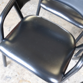 set 4 vintage stoelen jaren 80 leer zwart modern