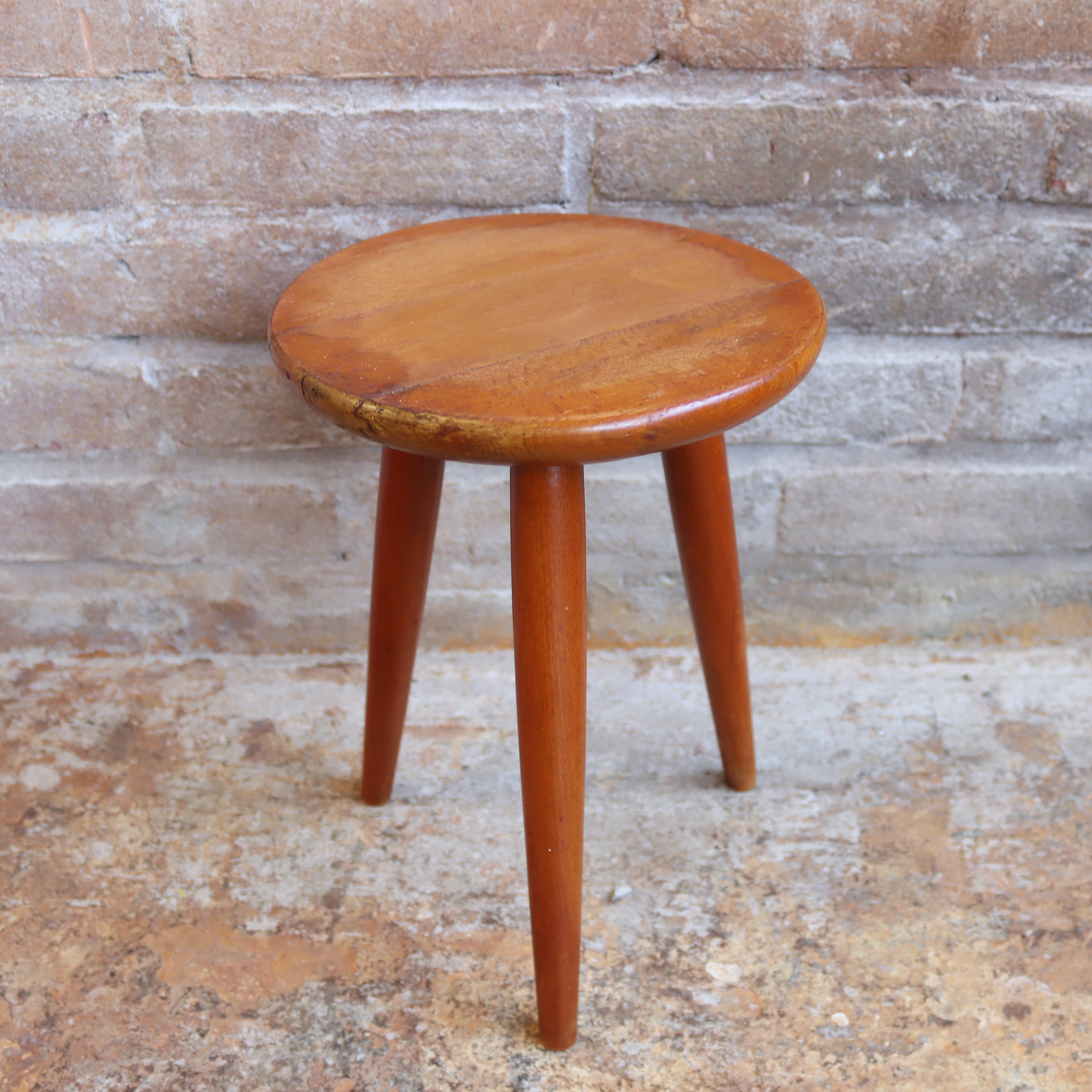 Vintage planten krukje hout driepoot