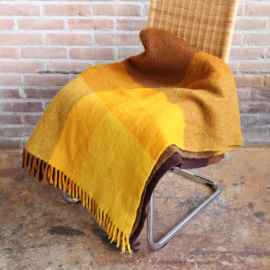 Vintage deken wol oker geel plaid
