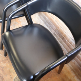 set 4 vintage stoelen jaren 80 leer zwart modern