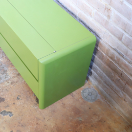 Vintage schoenenkast groen bankje hal dressoir