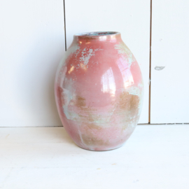 Vintage keramiek vaas roze blauw Nagtegaal Utrecht