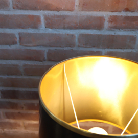 Vintage lampenkap zwart marmer messing goud
