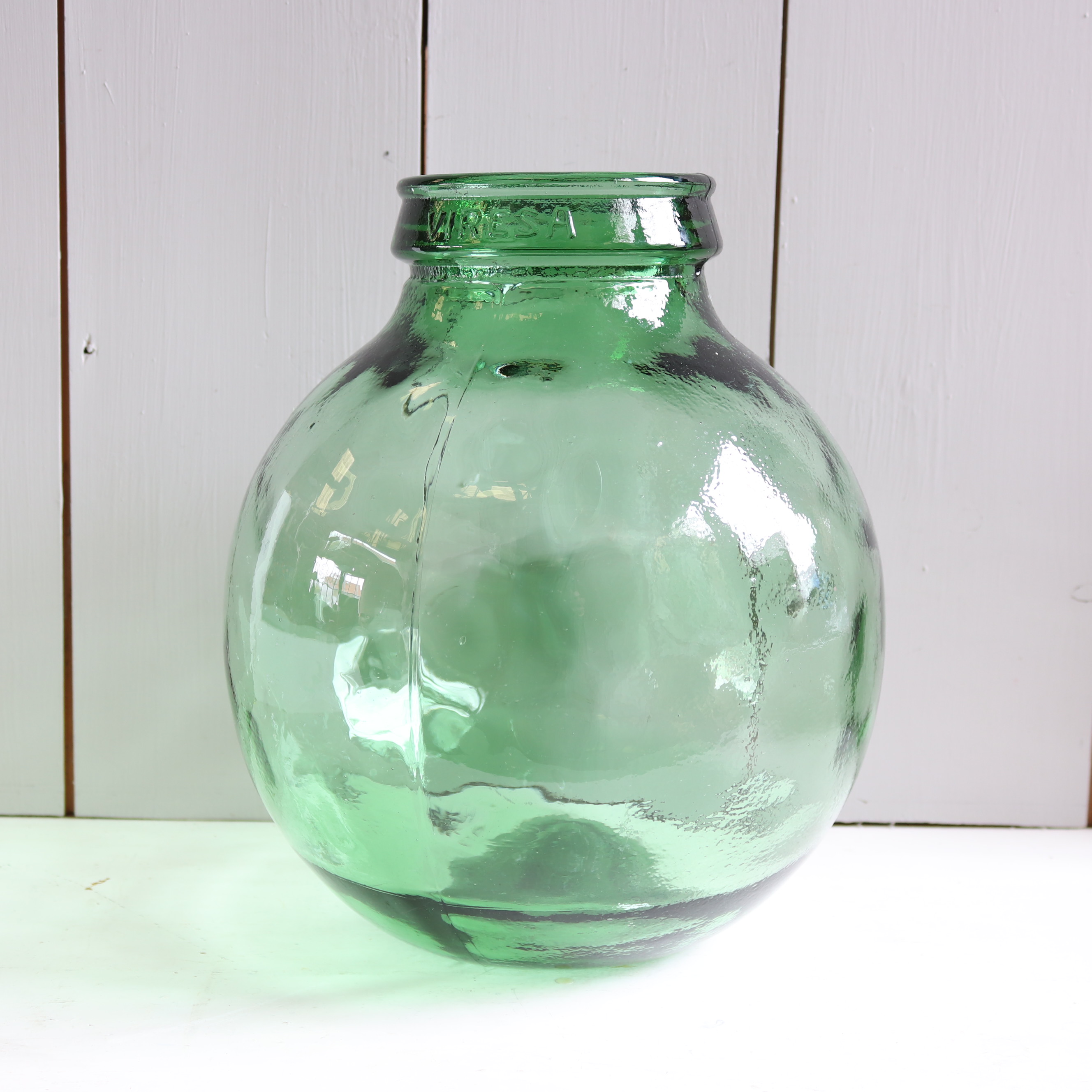 Vintage vaas groen glas bol