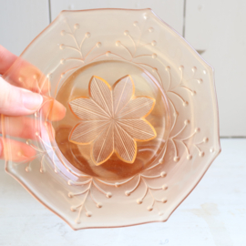 Vintage gebaksbordjes 70s glas amber