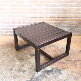 Vintage latten salontafel bijzettafel donker hout