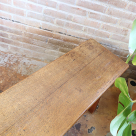 Vintage eiken eettkamer bank eettafel houten 1970