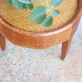 Vintage bijzettafel hout rond