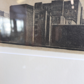 Vintage houten lijst met kunstwerk madrid tekening lijst Barth