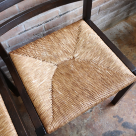 set 4 vintage stoelen rieten / biezen zitting