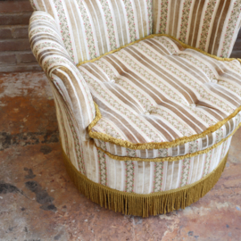 Vintage velvet fauteuil oker geel