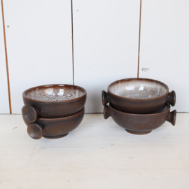 Vintage schaaltjes wit bruin ceramano germany