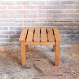 Vintage latten eiken salontafel bijzzettafel