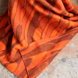 Vintage wollen deken oranje patroon groot
