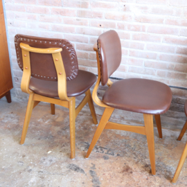 Set vintage stoelen bruin skai bekleding jaren 70