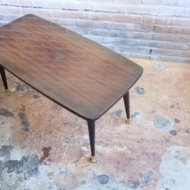 Vintage salontafel  donker hout messing