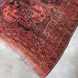 Vintage oud perzisch tapijt rood roze 250x205