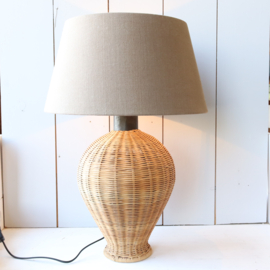 Vintage tafellamp riet bruine kap