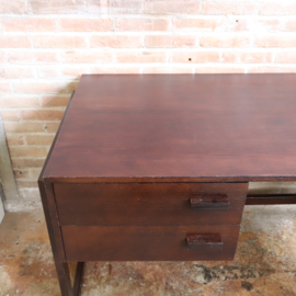 Vintage groot bureau jaren 70 donker hout