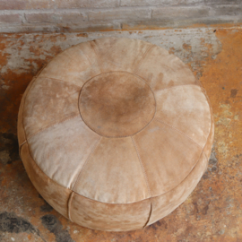 Vintage opberg poef cognac