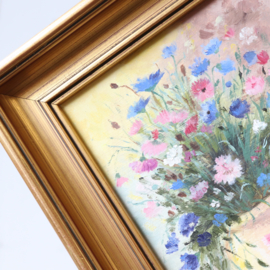 Vintage bloemen schilderij goud lijst