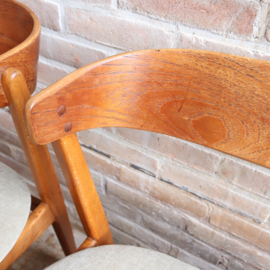 Vintage eettafel stoel teak beige 