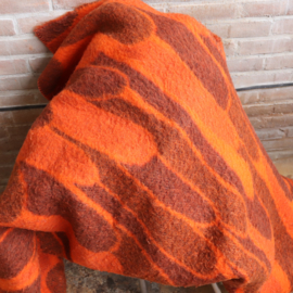 Vintage wollen deken oranje patroon groot