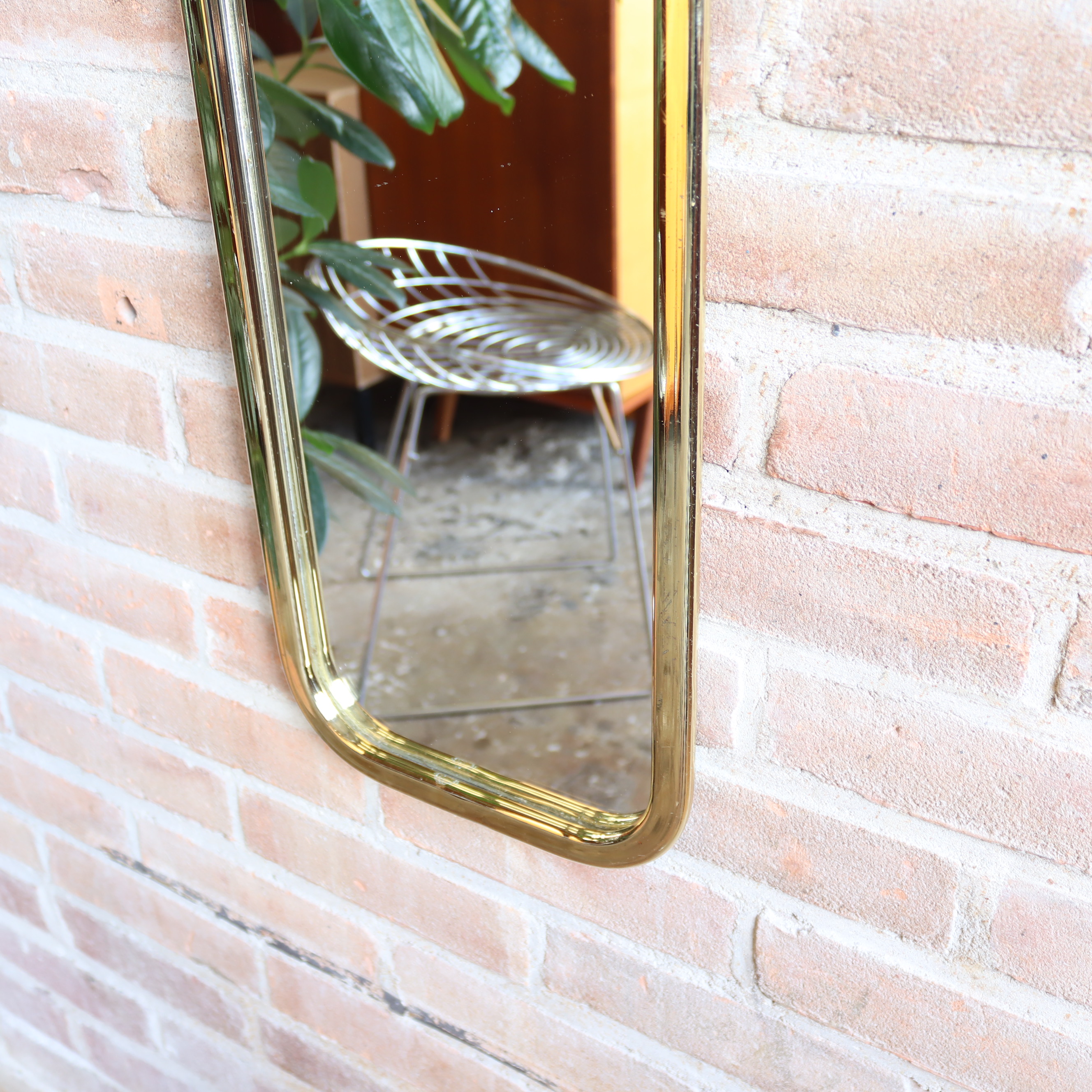 Vintage pas spiegel messing